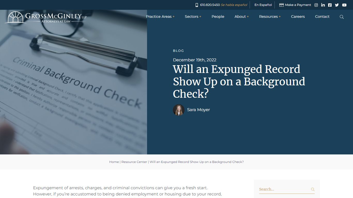 Expungement and Background Checks - Gross McGinley, LLP